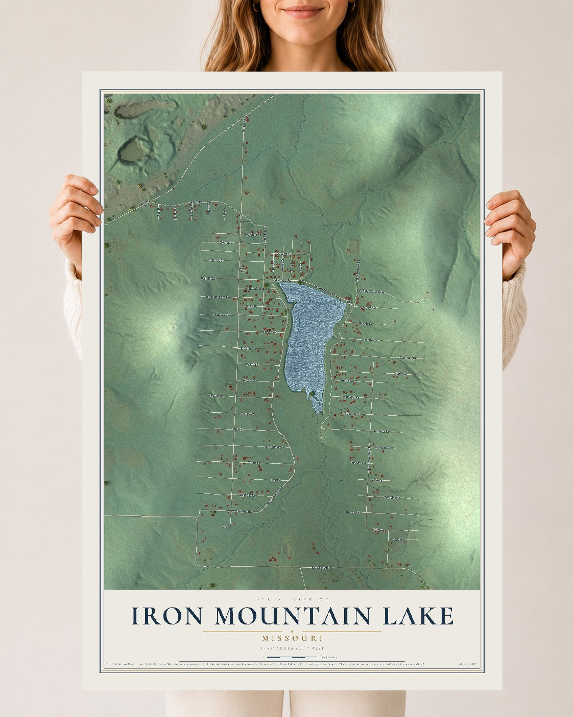 Map of Iron Mountain Lake, Missouri, 24 x 36 inch unframed archival matte print
