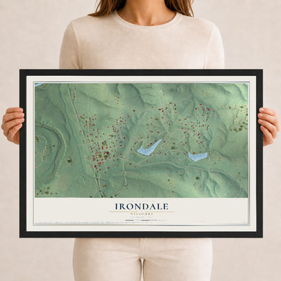 Map of Irondale, Missouri, 12 x 18 inch print in a black wood frame