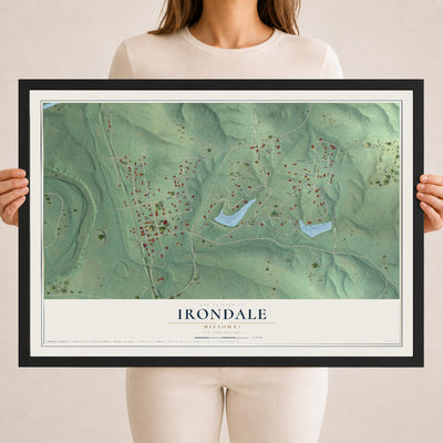 Map of Irondale, Missouri, 18 x 24 inch print in a black wood frame