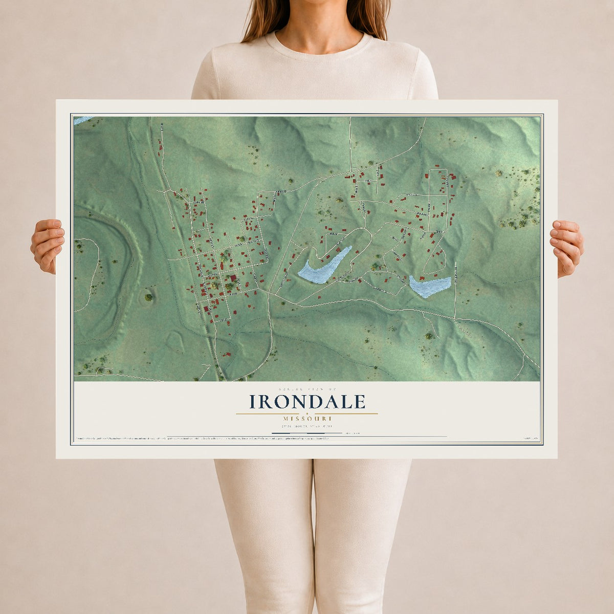 Map of Irondale, Missouri, 24 x 36 inch unframed archival matte print