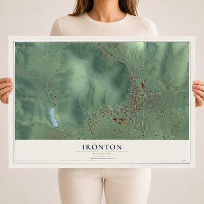 Map of Ironton, Missouri, 18 x 24 inch unframed archival matte print