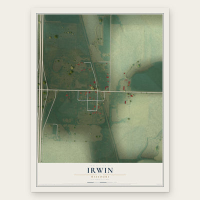 Irwin, Missouri map print, the full design