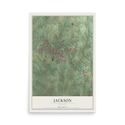 Map of Jackson, Missouri, 12 x 18 inch unframed archival matte print