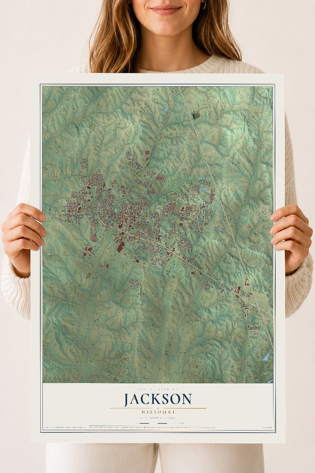 Map of Jackson, Missouri, 18 x 24 inch unframed archival matte print