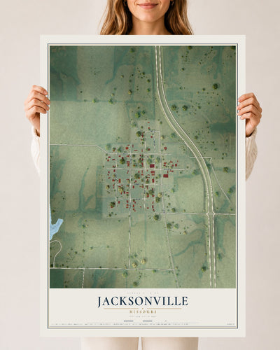 Map of Jacksonville, Missouri, 24 x 36 inch unframed archival matte print