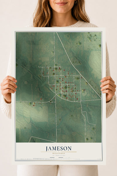 Map of Jameson, Missouri, 18 x 24 inch unframed archival matte print