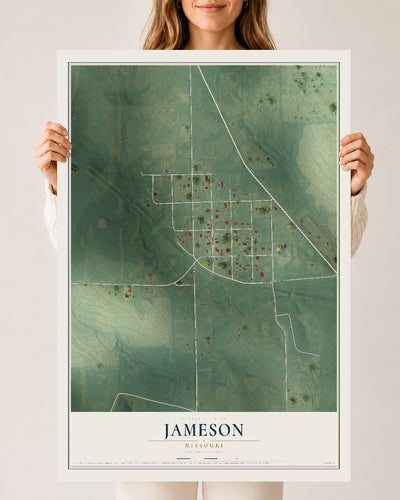 Map of Jameson, Missouri, 24 x 36 inch unframed archival matte print