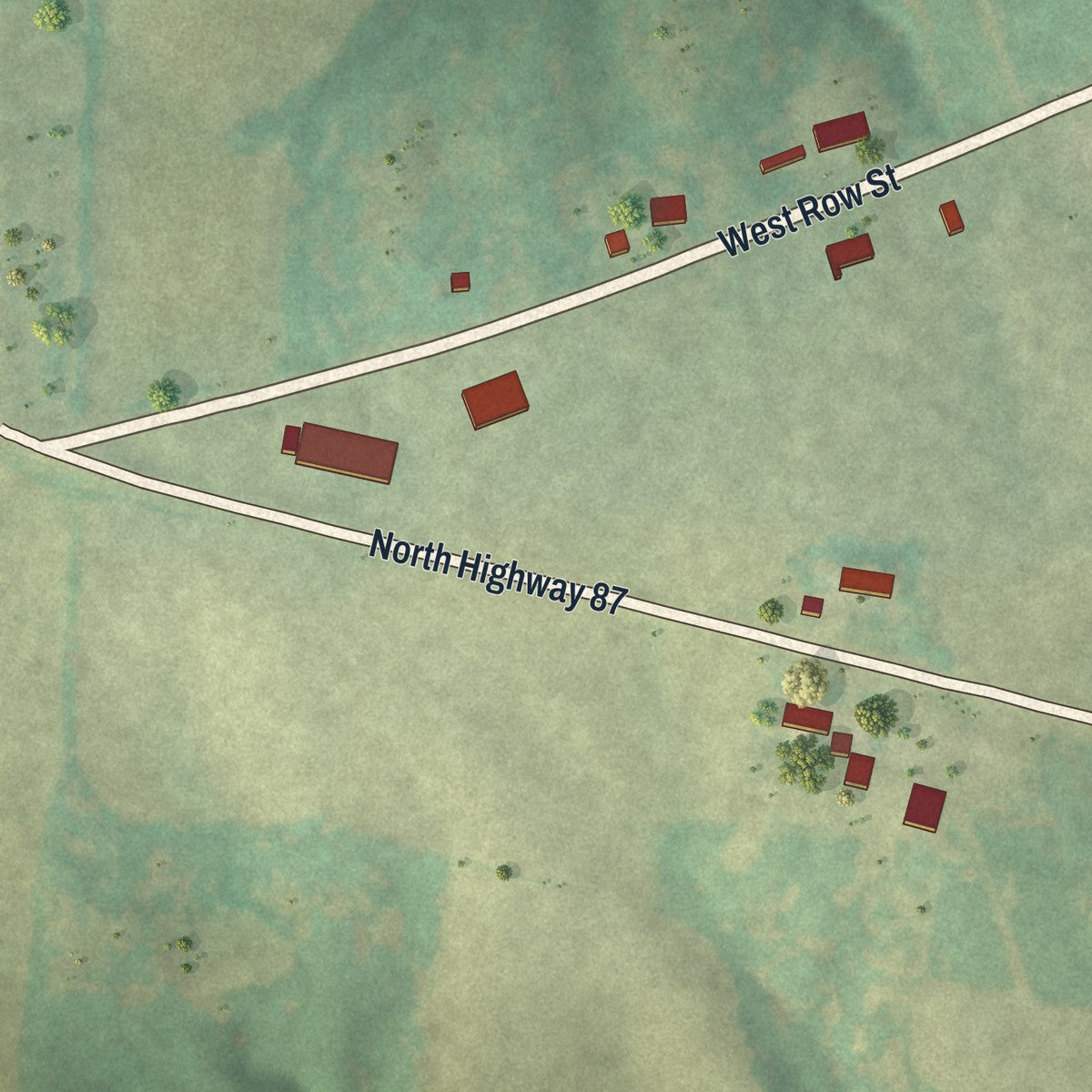 Second close-up of the map of Jamestown, Missouri print showing more streets and buildings