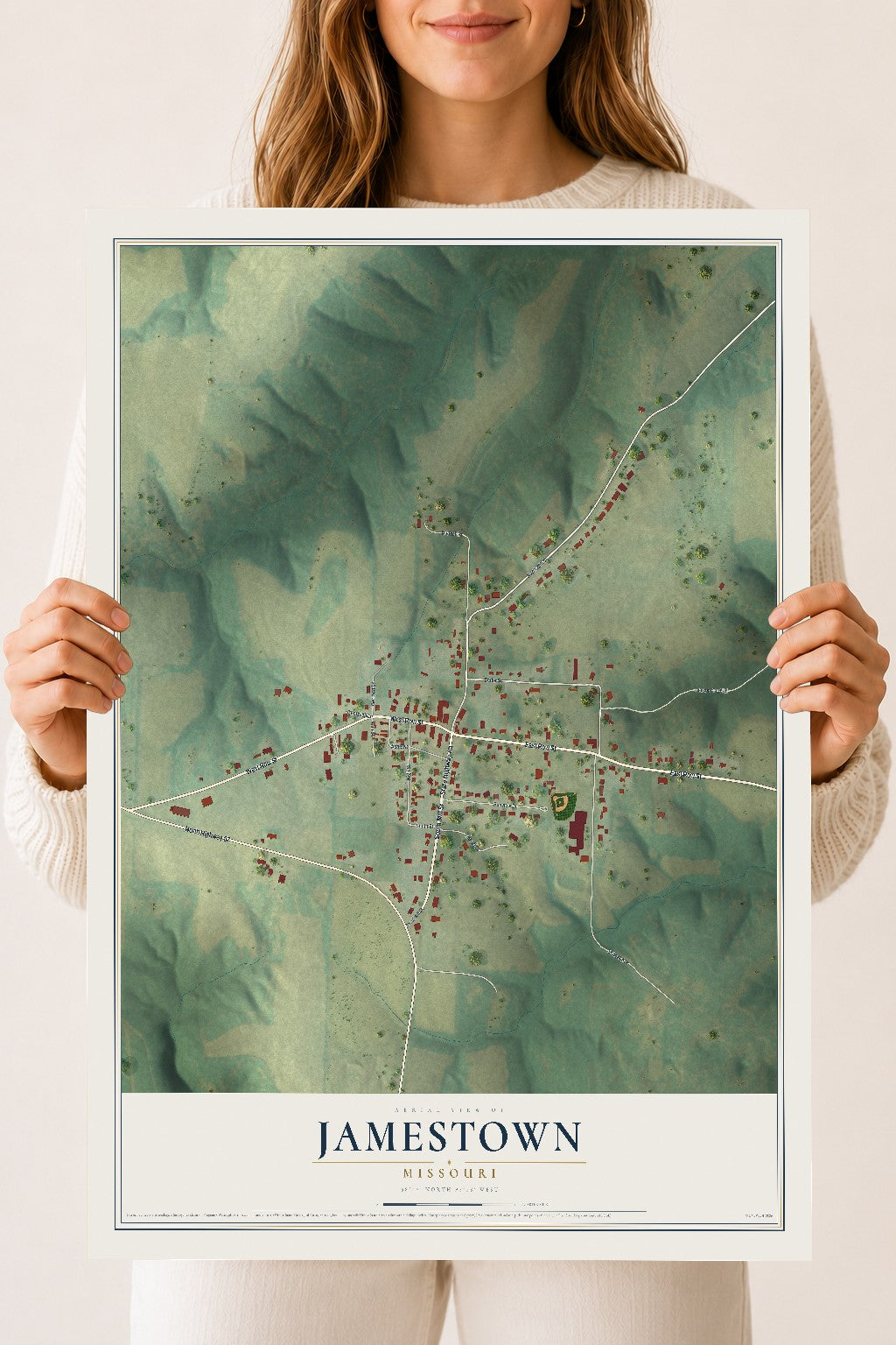 Map of Jamestown, Missouri, 18 x 24 inch unframed archival matte print