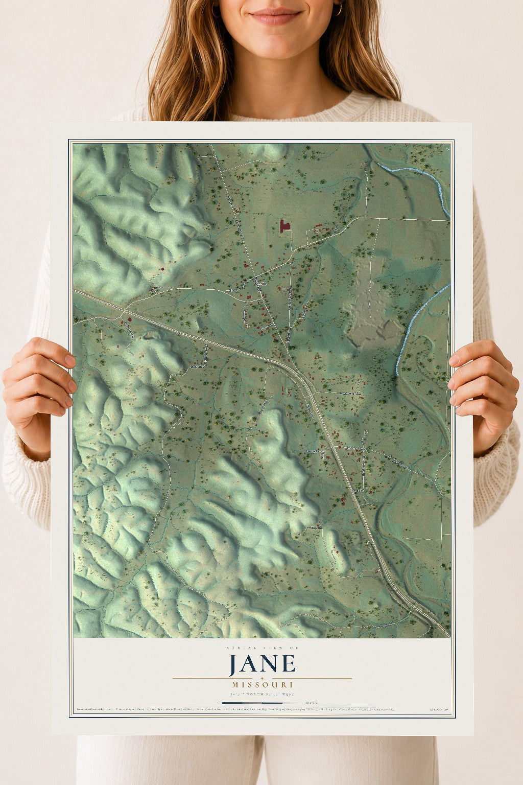 Map of Jane, Missouri, 18 x 24 inch unframed archival matte print