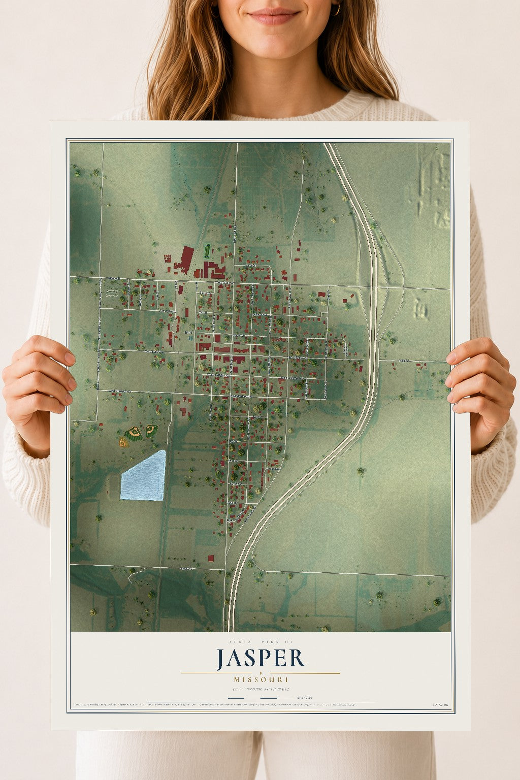 Map of Jasper, Missouri, 18 x 24 inch unframed archival matte print