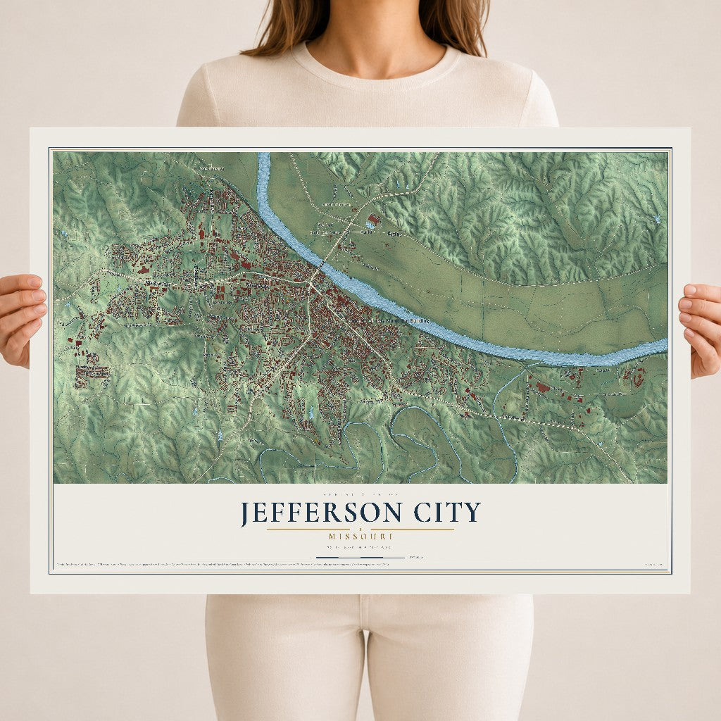 Map of Jefferson City, Missouri, 18 x 24 inch unframed archival matte print