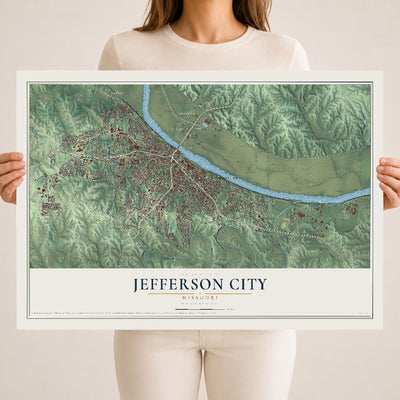 Map of Jefferson City, Missouri, 18 x 24 inch unframed archival matte print