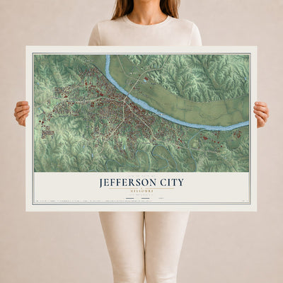 Map of Jefferson City, Missouri, 24 x 36 inch unframed archival matte print