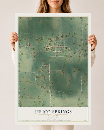 Map of Jerico Springs, Missouri, 24 x 36 inch unframed archival matte print