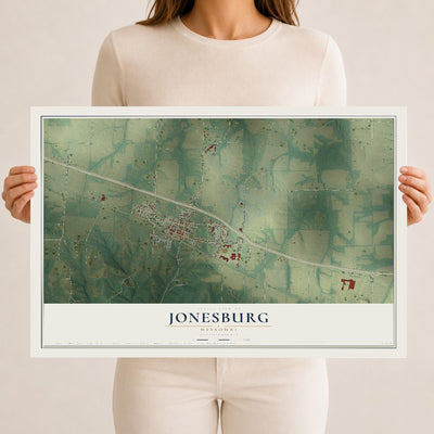 Map of Jonesburg, Missouri, 12 x 18 inch unframed archival matte print