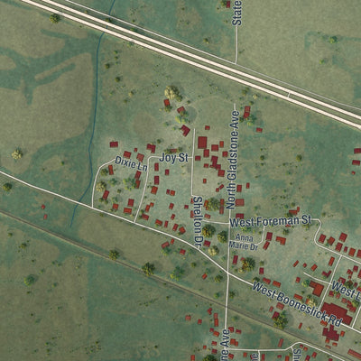 Second close-up of the map of Jonesburg, Missouri print showing more streets and buildings
