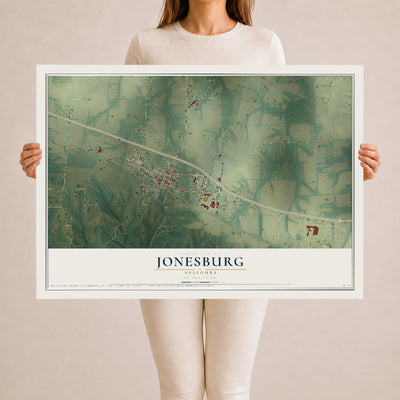 Map of Jonesburg, Missouri, 24 x 36 inch unframed archival matte print