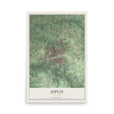 Map of Joplin, Missouri, 12 x 18 inch unframed archival matte print