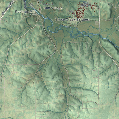 Second close-up of the map of Joplin, Missouri print showing more streets and buildings