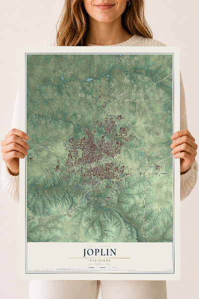 Map of Joplin, Missouri, 18 x 24 inch unframed archival matte print