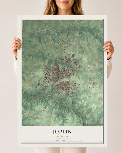 Map of Joplin, Missouri, 24 x 36 inch unframed archival matte print