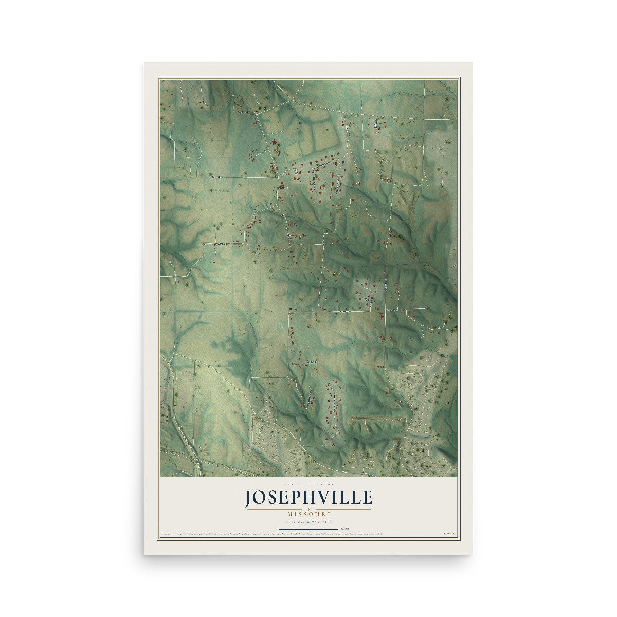Map of Josephville, Missouri, 12 x 18 inch unframed archival matte print