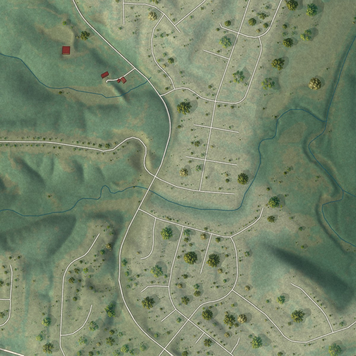 Close-up of the map of Josephville, Missouri print showing street and building detail
