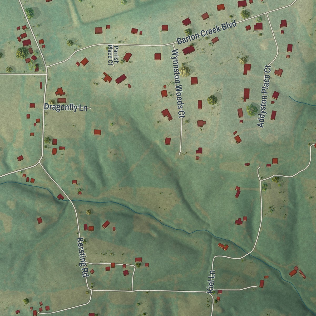 Second close-up of the map of Josephville, Missouri print showing more streets and buildings