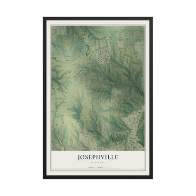 Map of Josephville, Missouri, 12 x 18 inch print in a black wood frame