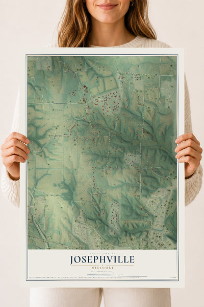 Map of Josephville, Missouri, 18 x 24 inch unframed archival matte print