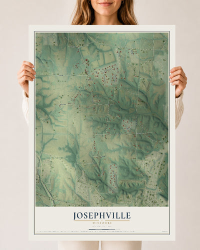 Map of Josephville, Missouri, 24 x 36 inch unframed archival matte print