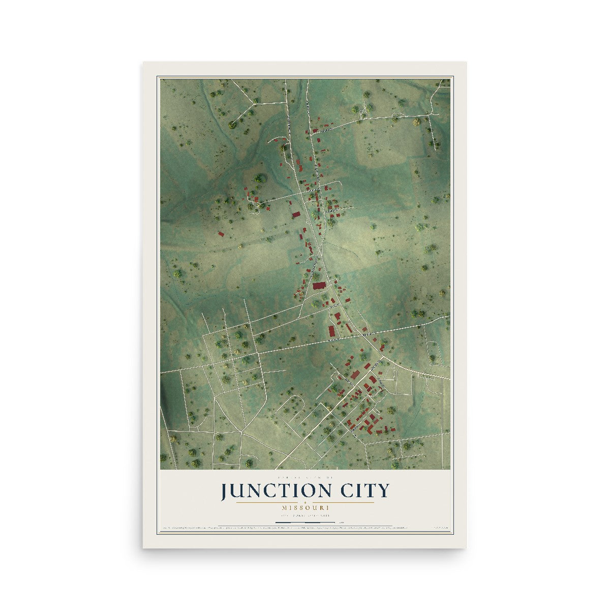 Map of Junction City, Missouri, 12 x 18 inch unframed archival matte print