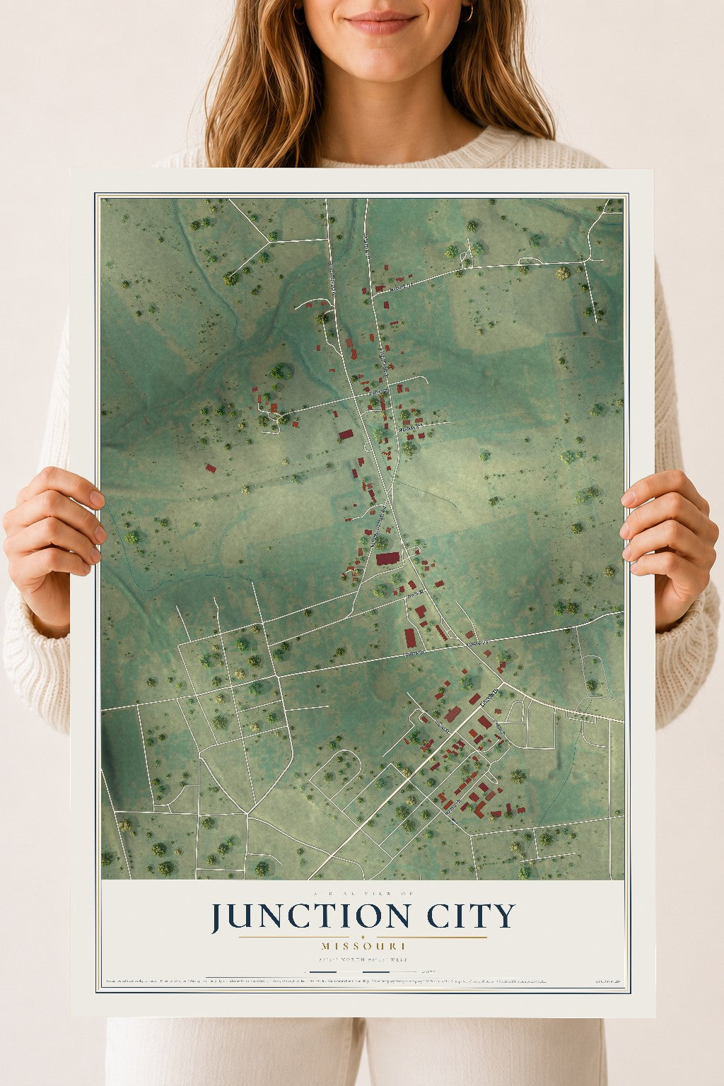 Map of Junction City, Missouri, 18 x 24 inch unframed archival matte print