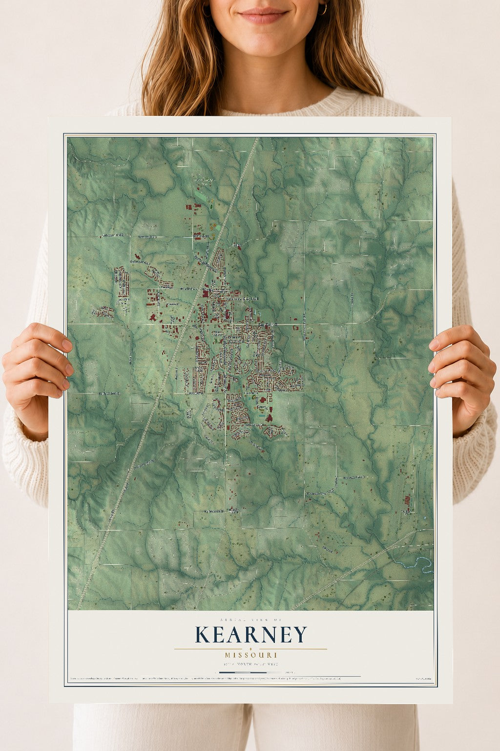 Map of Kearney, Missouri, 18 x 24 inch unframed archival matte print