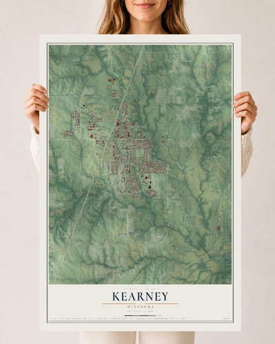 Map of Kearney, Missouri, 24 x 36 inch unframed archival matte print