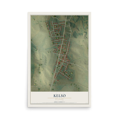 Map of Kelso, Missouri, 12 x 18 inch unframed archival matte print
