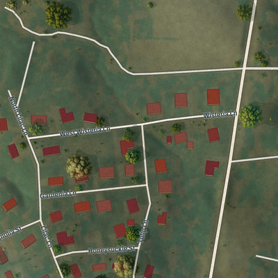 Second close-up of the map of Kelso, Missouri print showing more streets and buildings