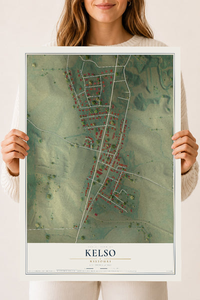 Map of Kelso, Missouri, 18 x 24 inch unframed archival matte print