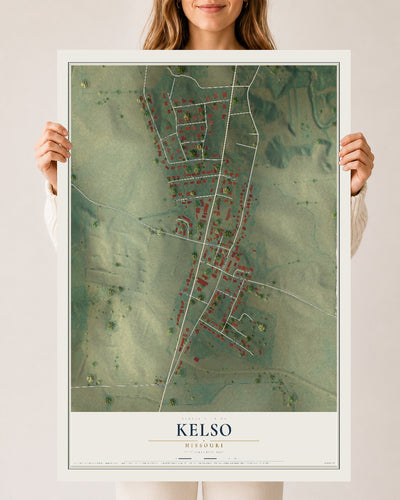 Map of Kelso, Missouri, 24 x 36 inch unframed archival matte print