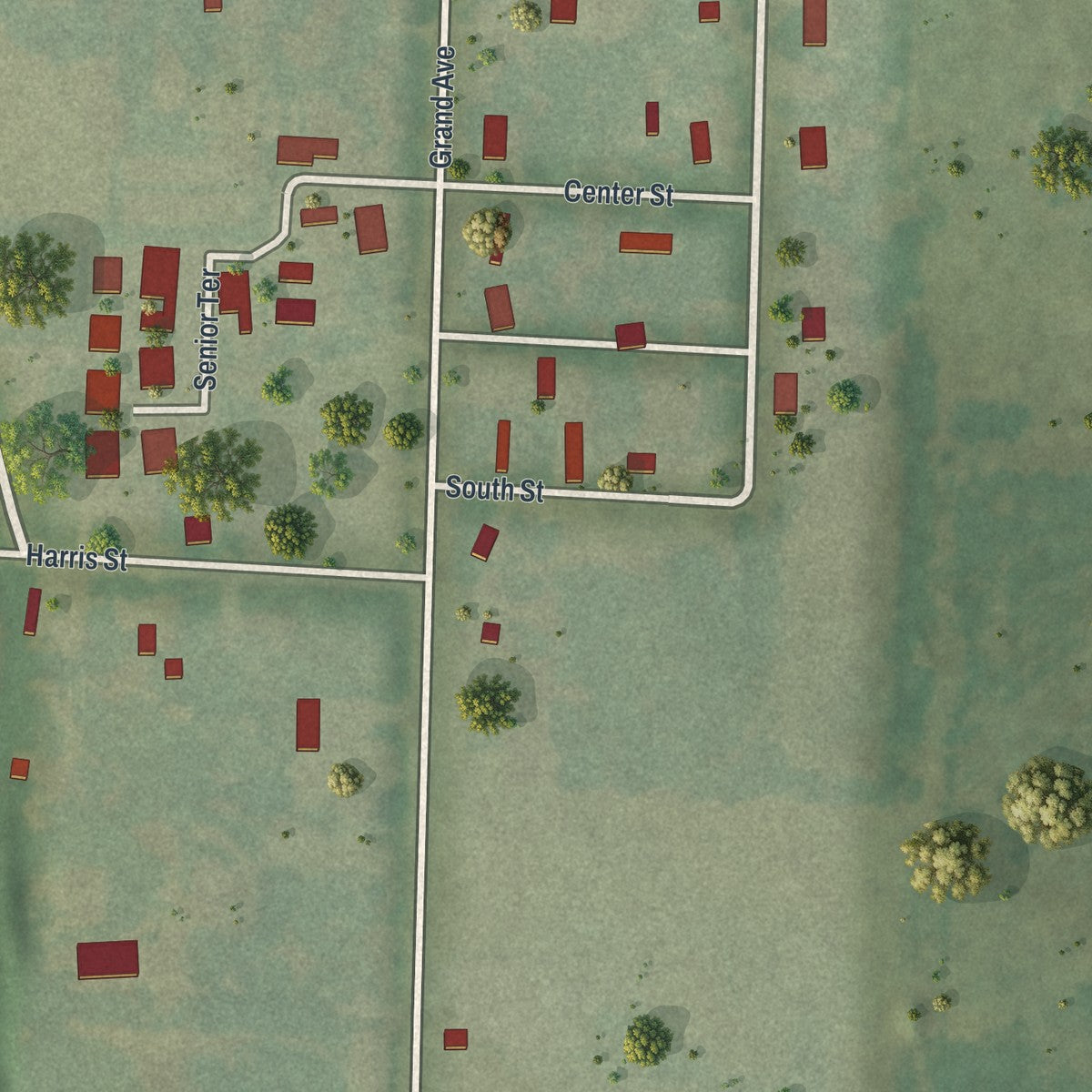 Second close-up of the map of Keytesville, Missouri print showing more streets and buildings