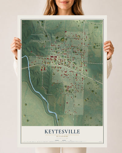 Map of Keytesville, Missouri, 24 x 36 inch unframed archival matte print