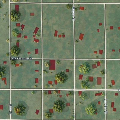 Close-up of the map of Kidder, Missouri print showing street and building detail