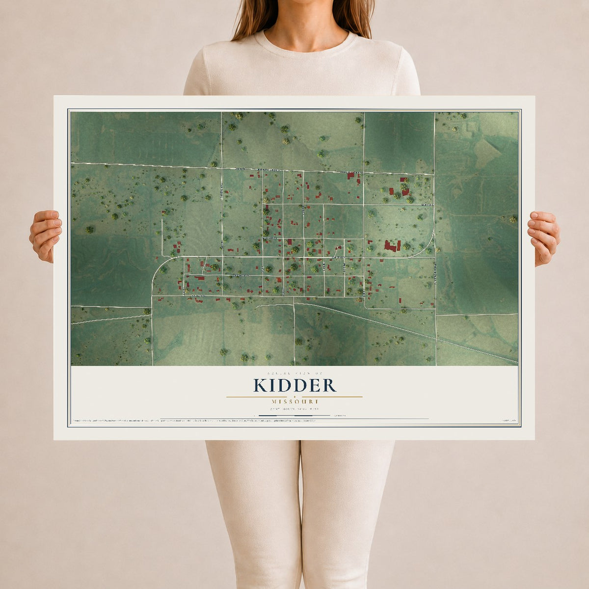 Map of Kidder, Missouri, 24 x 36 inch unframed archival matte print
