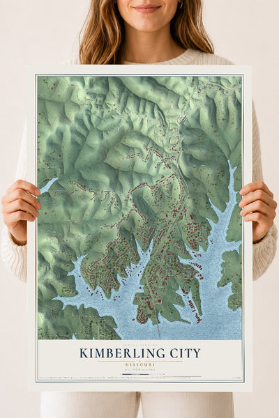 Map of Kimberling City, Missouri, 18 x 24 inch unframed archival matte print