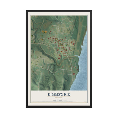 Map of Kimmswick, Missouri, 12 x 18 inch print in a black wood frame