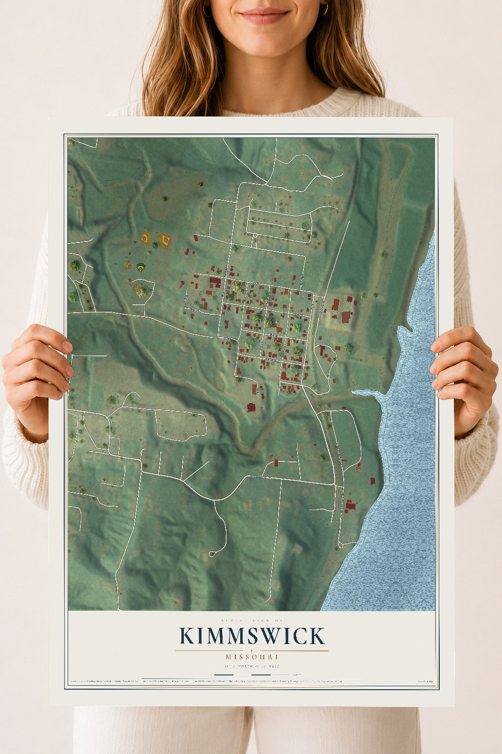 Map of Kimmswick, Missouri, 18 x 24 inch unframed archival matte print