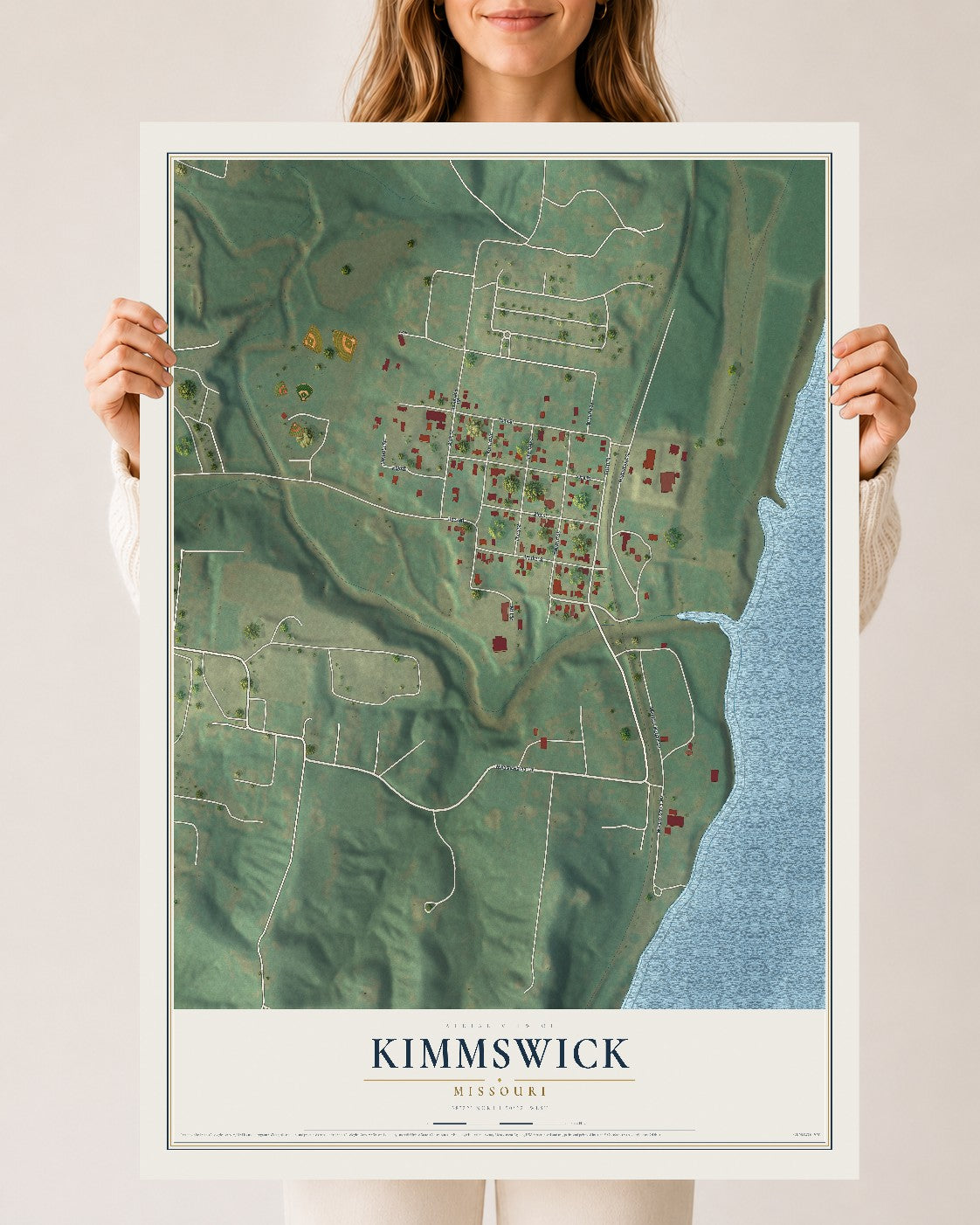 Map of Kimmswick, Missouri, 24 x 36 inch unframed archival matte print