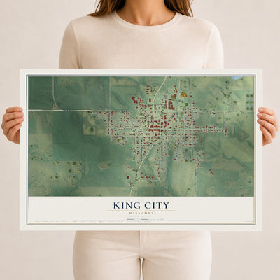 Map of King City, Missouri, 12 x 18 inch unframed archival matte print