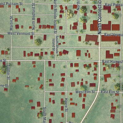 Close-up of the map of King City, Missouri print showing street and building detail